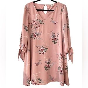 miami Blush Floral Pattern Swing Mini Dress